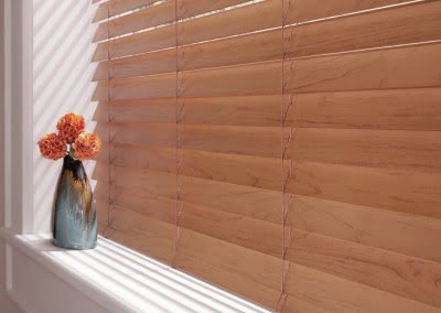Wooden slat blinds