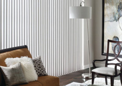 Vertical blinds in sleek living room